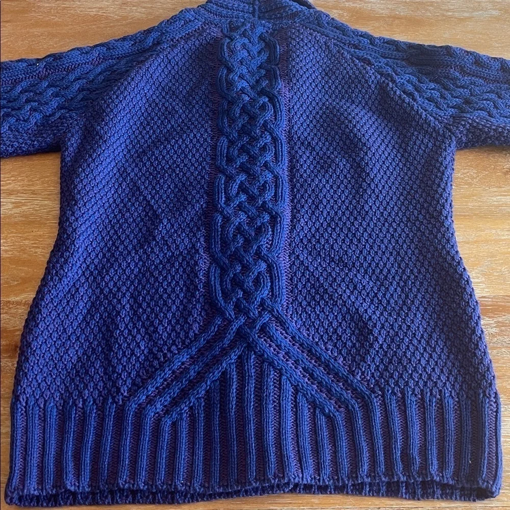 NWT Aran Crafts Purple and Blue 100% Merino Wool Sweater SZ Small